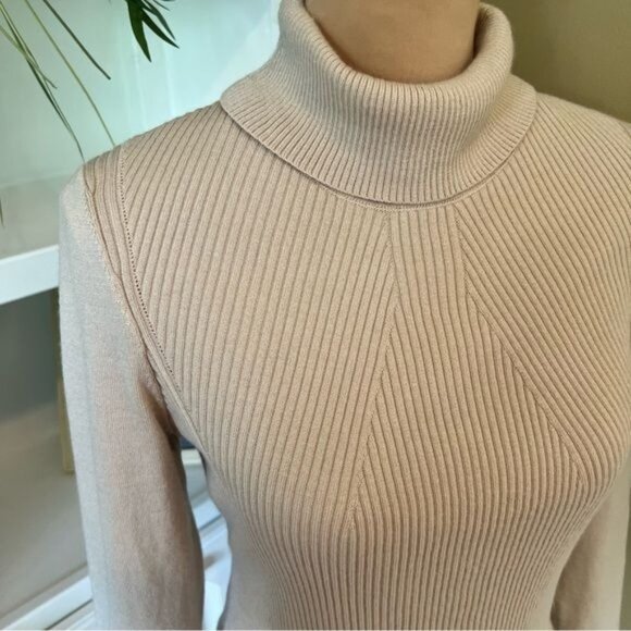 Koradior Women’s Sweater Size Small EU 38 Lined with Soft Fabric Turtleneck Tan - Picture 6 of 14